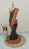 2D shade Khaddi Georgette Banarasi Handloom Saree with Antique Zari Work - Truth Fab