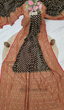 2D shade Khaddi Georgette Banarasi Handloom Saree with Antique Zari Work - Truth Fab