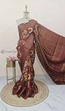 Maroon Color Khaddi Georgette Banarasi Handloom Saree with Antique Zari Work - Truth Fab