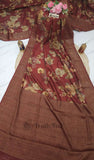 Maroon Color Khaddi Georgette Banarasi Handloom Saree with Antique Zari Work - Truth Fab
