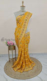 Golden Yellow Banarasi Handloom Chiffon Saree - Truth Fab