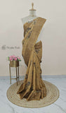 Golden Color Khaddi Georgette Banarasi Handloom Saree with Antique Zari Work - Truth Fab