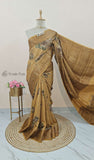Golden Color Khaddi Georgette Banarasi Handloom Saree with Antique Zari Work - Truth Fab