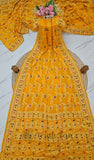 Golden Yellow Pure Banarasi Handloom Khaddi Chiffon Saree