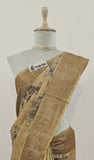 Golden Color Khaddi Georgette Banarasi Handloom Saree with Antique Zari Work - Truth Fab