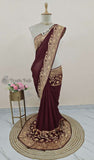 Dark Maroon Banarasi Handloom Chiffon Saree - Truth Fab