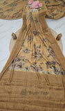 Golden Color Khaddi Georgette Banarasi Handloom Saree with Antique Zari Work - Truth Fab
