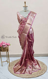 Mulbery Violet Banarasi Handloom Tissue Silk Saree - Truth Fab