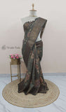 Hunter Green Color Khaddi Georgette Banarasi Handloom Saree with Antique Zari Work - Truth Fab