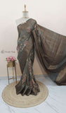 Hunter Green Color Khaddi Georgette Banarasi Handloom Saree with Antique Zari Work - Truth Fab