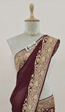 Dark Maroon Banarasi Handloom Chiffon Saree - Truth Fab