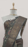 Hunter Green Color Khaddi Georgette Banarasi Handloom Saree with Antique Zari Work - Truth Fab