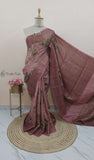 Rose Pink Color Khaddi Georgette Banarasi Handloom Saree with Antique Zari Work - Truth Fab