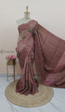 Rose Pink Pure Banarasi Handloom Tussar Georgette Saree- Digital Print Design