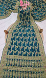 Teal Blue Pure Banarasi Handloom Khaddi Chiffon Meenakari Zari Design Saree