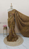 Mustard Color Khaddi Georgette Banarasi Handloom Saree with Antique Zari Work - Truth Fab