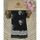 Black Banarasi Handloom Tussar Georgette Meenakari Saree - Truth Fab