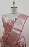 Mulbery Violet Banarasi Handloom Tissue Silk Saree - Truth Fab