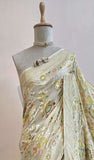 Cream Pure Banarasi Handloom Khaddi Georgette Saree- Meenakari - Truth Fab