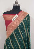 Foxtons Green Pure Banarasi Handloom Khaddi Georgette Saree- Water Zari