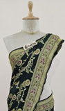 Black Banarasi Handloom Chiffon Saree - Truth Fab