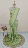 Pistachio Green Banarasi Handloom Chiffon Saree - Truth Fab