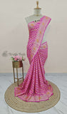 Bright Pink Banarasi Handloom Chiffon Saree - Truth Fab