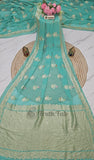 Aquamarine Blue Pure Banarasi Handloom Khaddi Georgette Saree- Meenakari Design