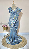 Maya Blue Pure Banarasi Handloom Tussar Georgette Saree