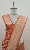 Orange Banarasi Handloom Katan Silk Saree - Truth Fab