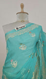 Banarasi Handloom Khaddi Georgette Saree With Water Zari -Aquamarine Blue - Truth Fab
