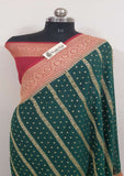 Banarasi Handloom Khaddi Georgette Saree With Water Zari -Foxtons Green - Truth Fab