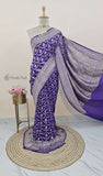 Banarasi Handloom Khaddi Georgette Saree With Water - Berry Blue -Truth Fab