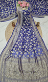 Royal Blue Pure Banarasi Handloom Khaddi Georgette Saree- Water Zari