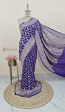 Berry Blue Pure Banarasi Handloom Khaddi Georgette Saree- Water Zari