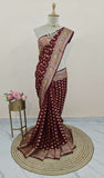 Deep Maroon Banarasi Handloom Chiffon Saree - Truth Fab