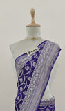 Berry Blue Pure Banarasi Handloom Khaddi Georgette Saree- Water Zari