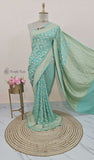 Banarasi Handloom Khaddi Georgette Saree With Water - Arctic Blue - Truth Fab