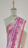 Tussar Georgette Handloom Banarasi Meenakari saree - Mulberry Pink -Truth fab