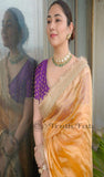 Golden Yellow Pure Banarasi Handloom Tissue Silk Saree