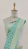 Banarasi Handloom Khaddi Georgette Saree With Water - Arctic Blue - Truth Fab