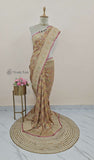 Banarasi Handloom Khaddi Georgette Saree With Water-Pastel Peach-Truth Fab
