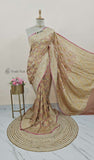 Banarasi Handloom Khaddi Georgette Saree With Water-Pastel Peach-Truth Fab