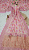 Multi Color Pure Banarasi Handloom Khaddi Georgette Saree- Water Zari