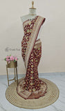 Banarasi Handloom Khaddi Georgette Saree With Water - Maroon - Truth Fab