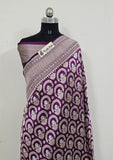Purple Color Pure Banarasi Handloom Katan Silk Saree- All Over Sona Roopa Jaal Work