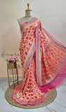 Multi Color Pure Banarasi Handloom Khaddi Georgette Saree- Water Zari - Truth Fab