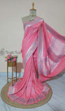 Tussar Georgette Handloom Banarasi Meenakari saree - Rose Pink - Truth Fab