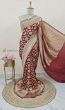 Banarasi Handloom Khaddi Georgette Saree With Water- Maroon -Truth Fab