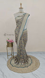 Banarasi Handloom Khaddi Georgette Saree With Water- Grey -Truth Fab